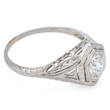 Antique Art Deco 14K White Gold 0.47 Ct Old Euro Diamond Band Ring Size 6