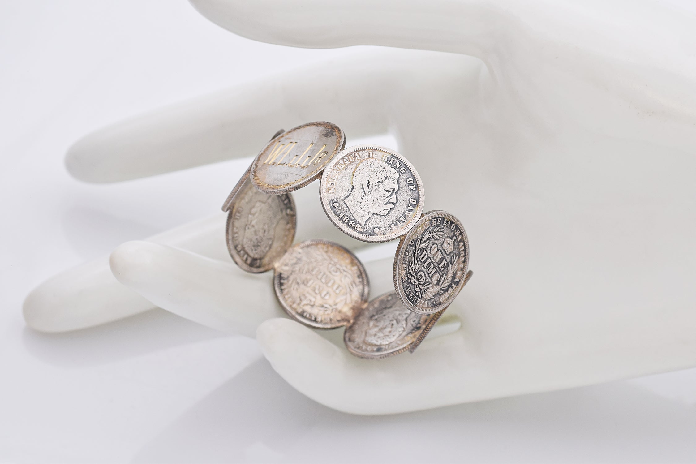 1883 Hawaiian 90% Silver 6 Dimes Napkin Ring 19.0 Grams