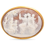 Antique 14K Yellow Gold Cameo Shell Mirror of Life Brooch Pendant