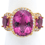 Estate 18K Yellow Gold 6.00 TCW Rubellite & 0.70 TCW Diamond Cocktail Ring