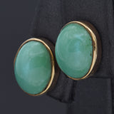 Vintage 14K Yellow Gold Turquoise Oval Cabochon Stud Earrings