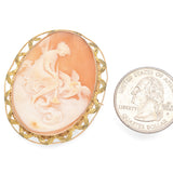 Antique Yellow Gold Cameo Psyche with Doves Brooch