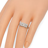 14K White Gold Two Row 0.9 TCW Round Diamond Wedding Band Ring