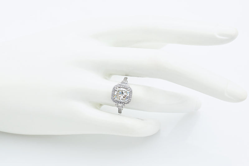 GIA Cert Peter Norman 2.04Ct Cushion J VS2 Center Diamond Platinum Ring 2.96TCW