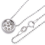 Estate 18K White Gold 0.42 TCW Diamond Cluster Bezel Slider Pendant Ball Chain Necklace