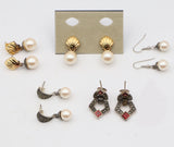 Lot of 5 Judith Jack Sterling Silver Gold Plated Multi-Stone Earrings 45 Grams