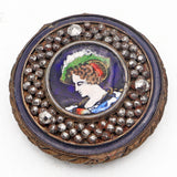 Antique Hand-painted Enamel French Portrait Ornate Compact Mirror