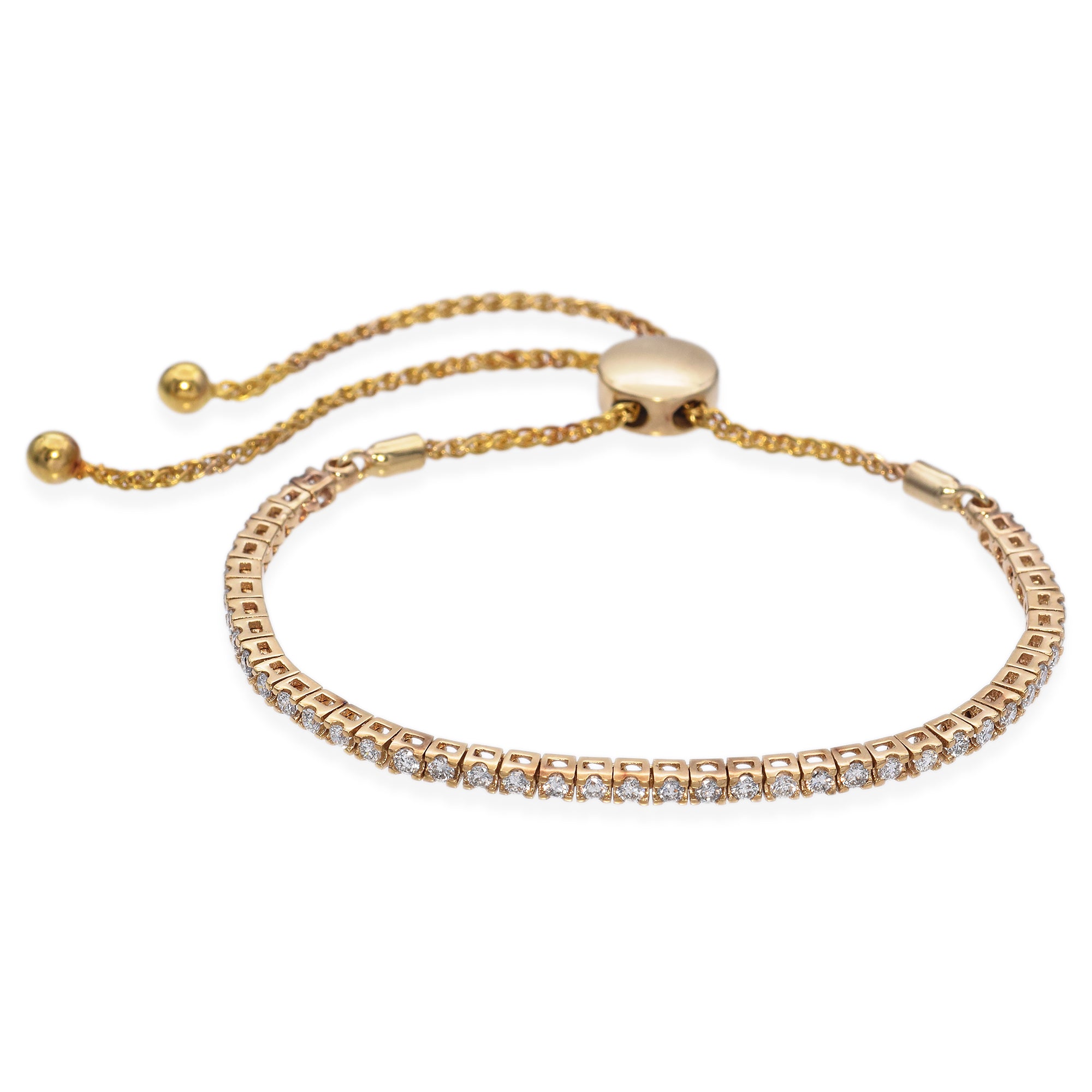 14K Yellow Gold 1.26 TCW Diamond Pulley Tennis Bracelet