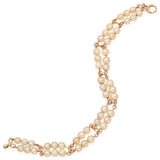 14K Yellow Gold Double Strand Pearl Bracelet