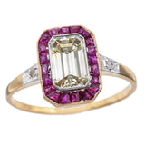 GIA 1.02Ct Emerald Cut Fancy Light Brownish Yellow SI2 Ctr Diamond 18K Gold Ring