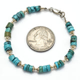 Vintage Sterling Silver Turquoise Southwestern Beaded Strand Bracelet