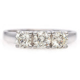 Estate 14K White Gold 0.84 TCW Diamond Three-Stone Band Ring Size 6.5