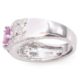 14K White Gold Trillion Cut Pink Sapphire and Diamond Ring