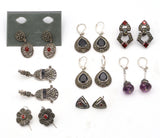 Lot of 8 Judith Jack Sterling Silver Multi-Stone Earrings 80 Grams