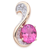 Estate 14K Yellow Gold 3.8 Ct Pink Tourmaline & .15 TCW Diamonds Swirl Pendant