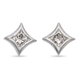 14K White Gold Kite Diamond Stud Earrings