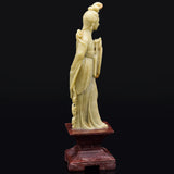 Antique Green Red Soapstone Carved Kwan Yin Figurine