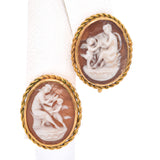 Antique 9 Ct Yellow Gold Cameo Screw Back Earrings