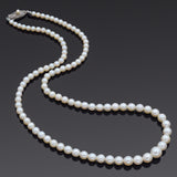 Vintage Graduated Pearl Sterling Silver Beaded Strand Necklace