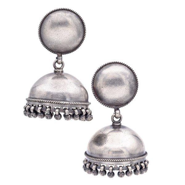 Estate Sterling Silver Drop Traditional Jhumka Earrings