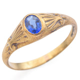 Antique 14K Yellow Gold Blue Paste Ring