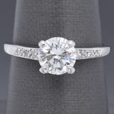 GIA Certified 1.12Ct Round Brilliant J I1 Center Diamond Platinum Ring 1.21 TCW