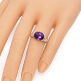 14K Yellow Gold 3.07 TCW Amethyst & Accent Diamond Ring