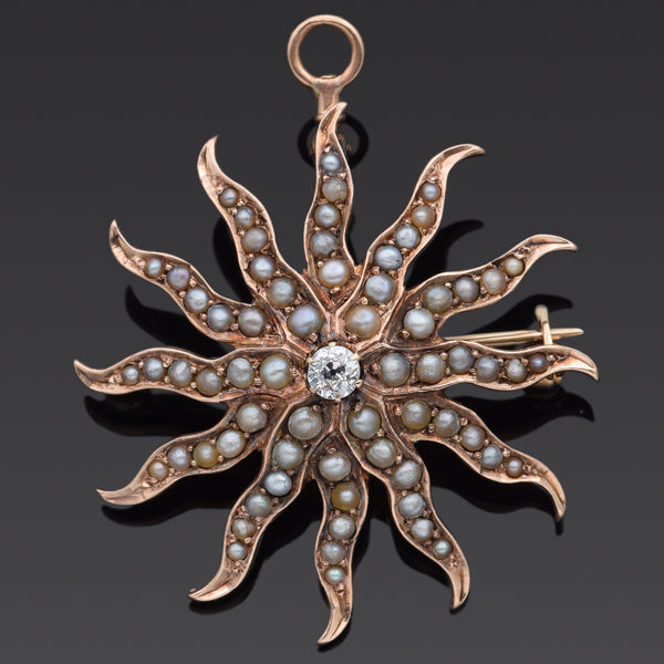 Victorian Sunburst Diamond Pin