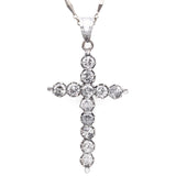 Vintage White Gold 2.04 TCW Diamond Cross Pendant Necklace