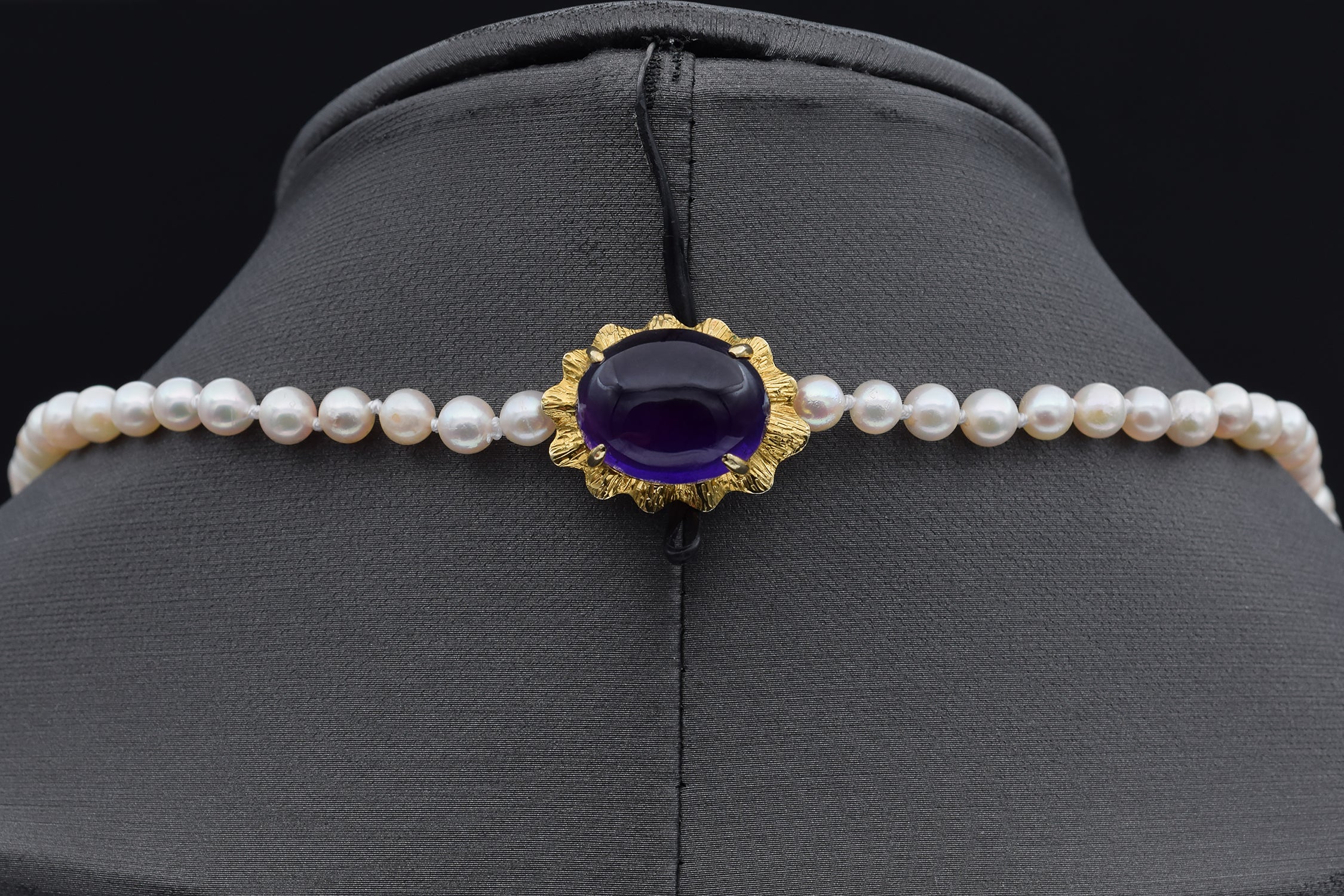 Vintage 14K Yellow Gold 11.91 Ct Amethyst & Pearl Beaded Strand Necklace 20.5"