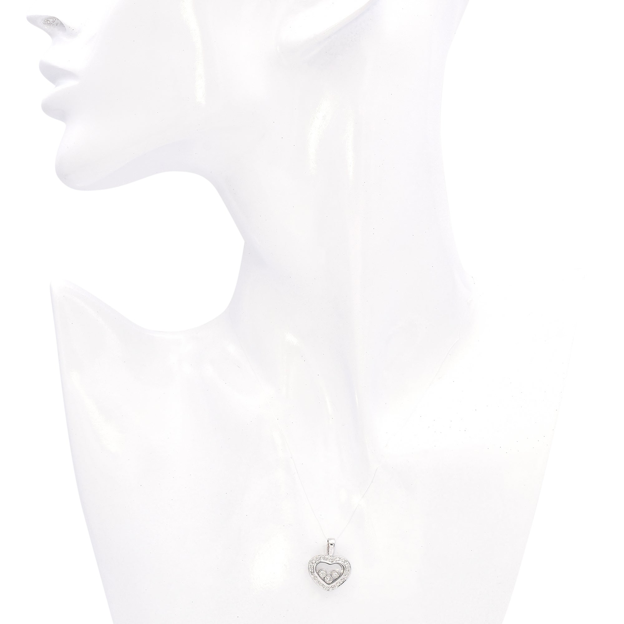 14K White Gold Floating Diamond Heart Pendant