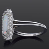 Vintage Opal & 0.40 TCW Diamond 14K White Gold Cocktail Ring Size 8.5