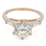 GIA 2.04 Ct Round Brilliant O-P SI2 Center Diamond 14K Yellow Gold Ring 2.36 TCW