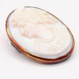 Antique 14K Rose Gold Cameo Shell Portrait Brooch Pin