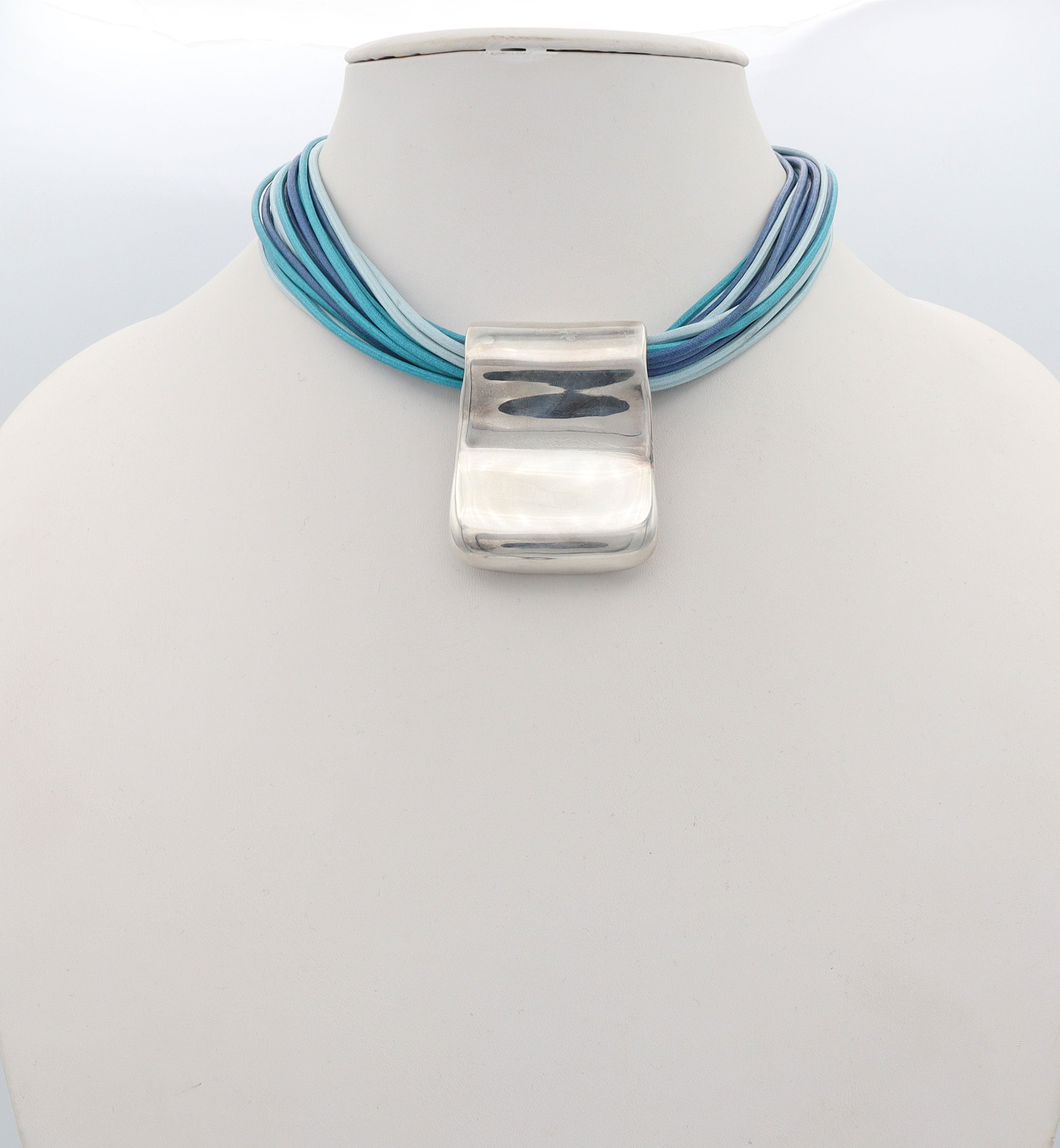 3 Milor Sterling Silver Turquoise Leather Multi-Cord Necklaces + 3 Extra Cords