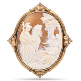 Antique Yellow Gold Cameo The Meeting of Alexander The Great and Diogenes Brooch