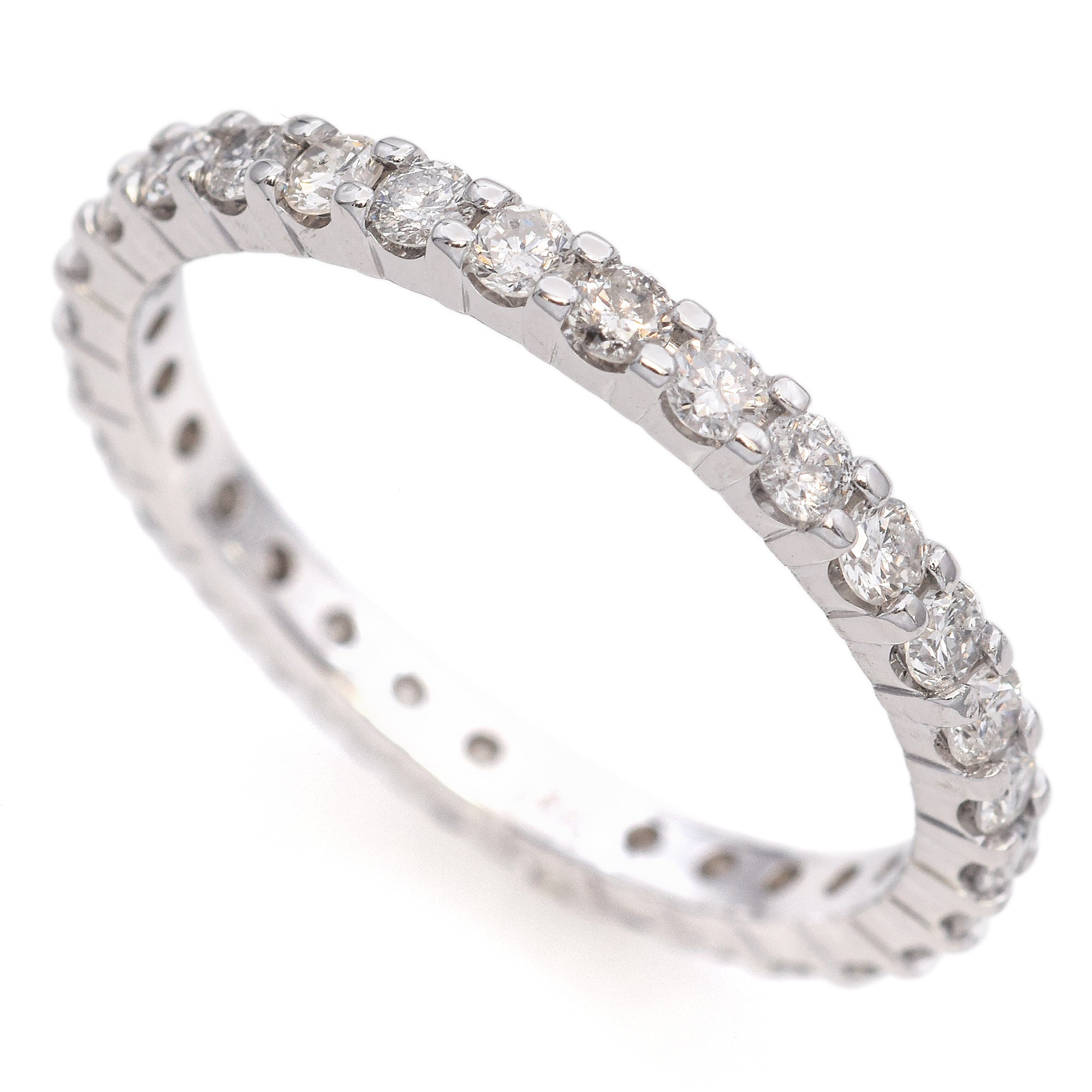 14K White Gold 0.93 TCW Diamond Eternity Wedding Band Ring