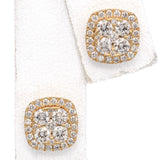 14K Yellow Gold 0.62 TCW Diamond Halo Cluster Stud Earrings