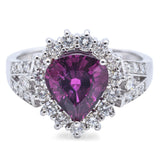 Estate 18K White Gold 3.00 Ct Purple Cuprian & 1.00 TCW Diamond Ring Size 9