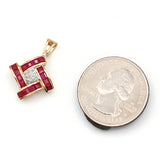 Estate THL Designer 10K Yellow Gold Diamond Ruby Pendant