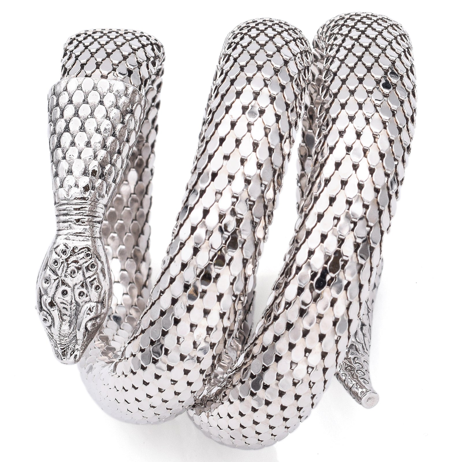 Vintage Whiting & Davis Silver Tone Mesh 3 Coil outlet Snake Bracelet Treasured Find