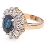 14K Yellow Gold 3.29 Ct. Sapphire and 1.1 TCW Diamond Cocktail Ring