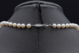 Vintage 14K White Gold 6-6.5 mm Pearl Beaded Strand Necklace 17 Inches + Pouch