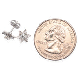 14K White Gold Diamond Star Stud Earrings