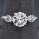 GIA Certified 1.58Ct Old Euro Cut L I1 Center Diamond Platinum Ring 1.92TCW