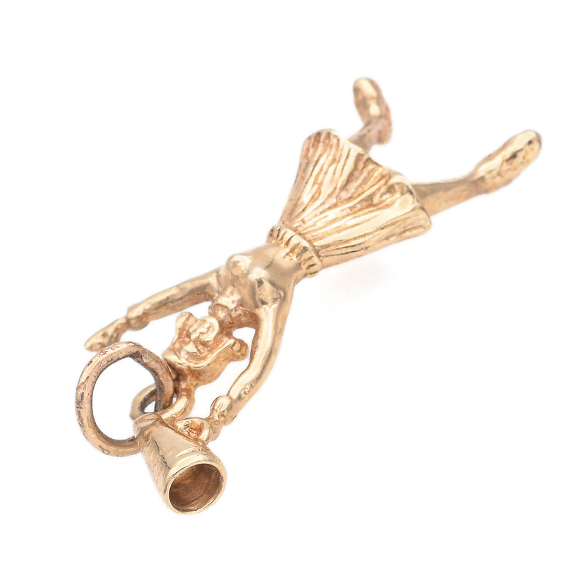 Vintage 14K Yellow Gold Cheerleader Charm Pendant 3.1 Grams