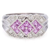 14K White Gold Pink Sapphire & Diamond Ring