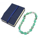 Estate Magnetic Sterling Silver Clasp Chrysoprase Beaded Stone Necklace 21"