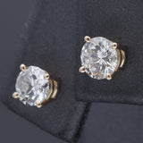 14K Yellow Gold 1.00 TCW Natural Diamond Round Stud Earrings 5.1 mm