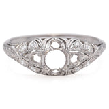 Antique Art Deco Shreve & Co Platinum Diamond Semi-Mount Band Ring